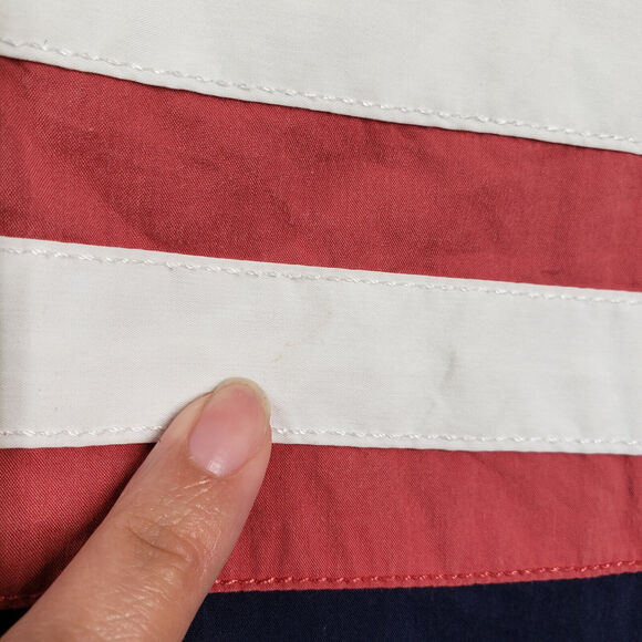 Izod USA Flag Button Down Shirt Mens Medium Blue American Short Sleeve Casual - Picture 7 of 12